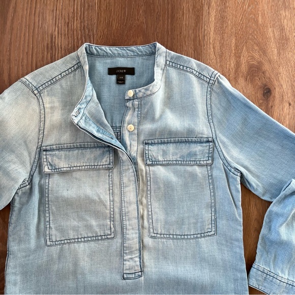 J Crew Drapey Chambray Shirt Dress Denim, XXS, B9841 - Picture 9 of 10